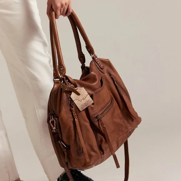 FREE PEOPLE WE THE FREE EMERSON TOTE Saddle NEW - Picture 11 of 13